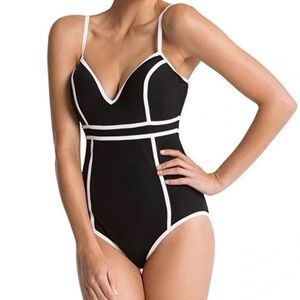 SPANX Black and White One-Piece Swimsuit